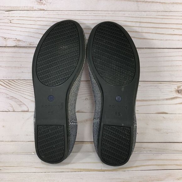 Rothy's The Flat Gray White Round Toe Womens 6.5 Herringbone Birdseye Retired - Picture 8 of 9